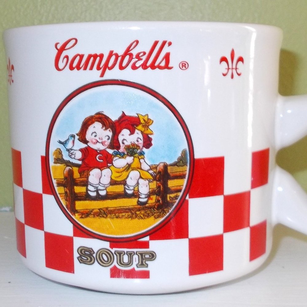 Vintage 2000 Campbell's Soup Mug Twins HH Houston Harvest Cup 10 oz Bowl